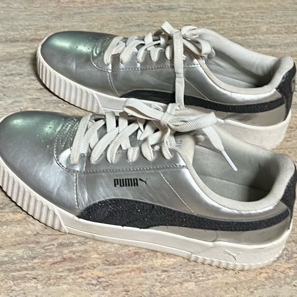 Puma Carina silver and glitter black sneakers - Picture 3 of 13